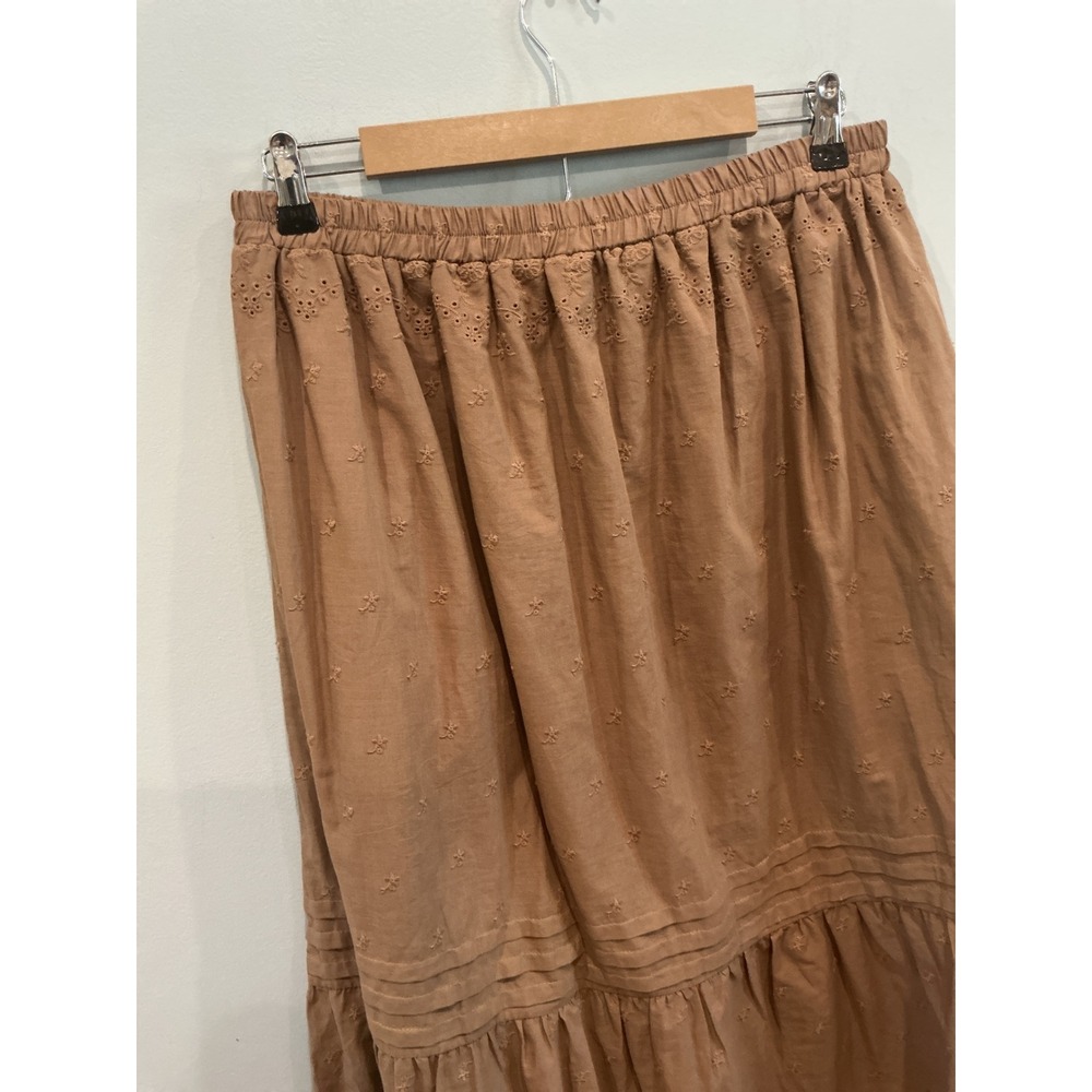 Neuflora Santa Monica Eyelet Tiered Midi Skirt Boho Prairie Cottagecore Size L - Picture 11 of 13